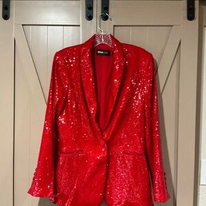 Radiant Red Sequin Blazer by